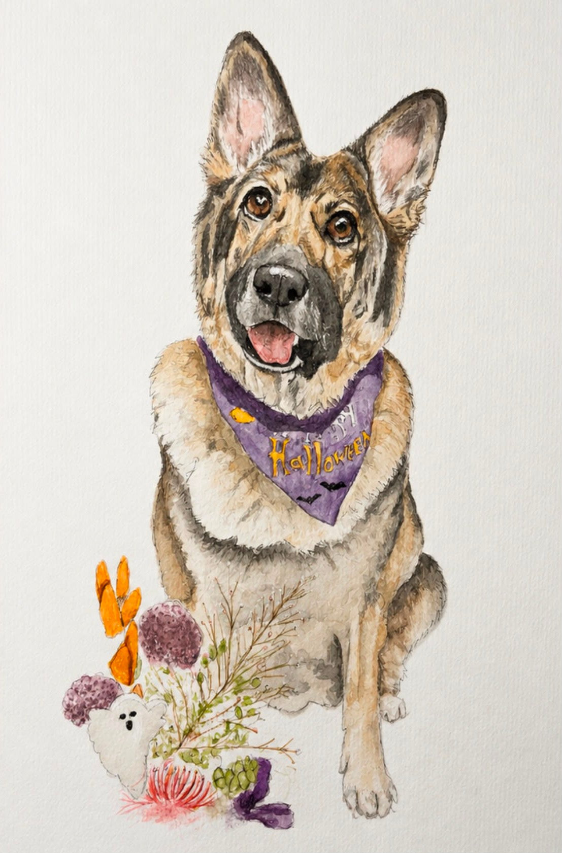 German Shepherd, dressed for Halloween